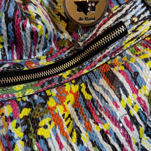 Genne De Rossi Multicolor Textured Shoulder Bag with Front Zippers - Picture 5 of 7